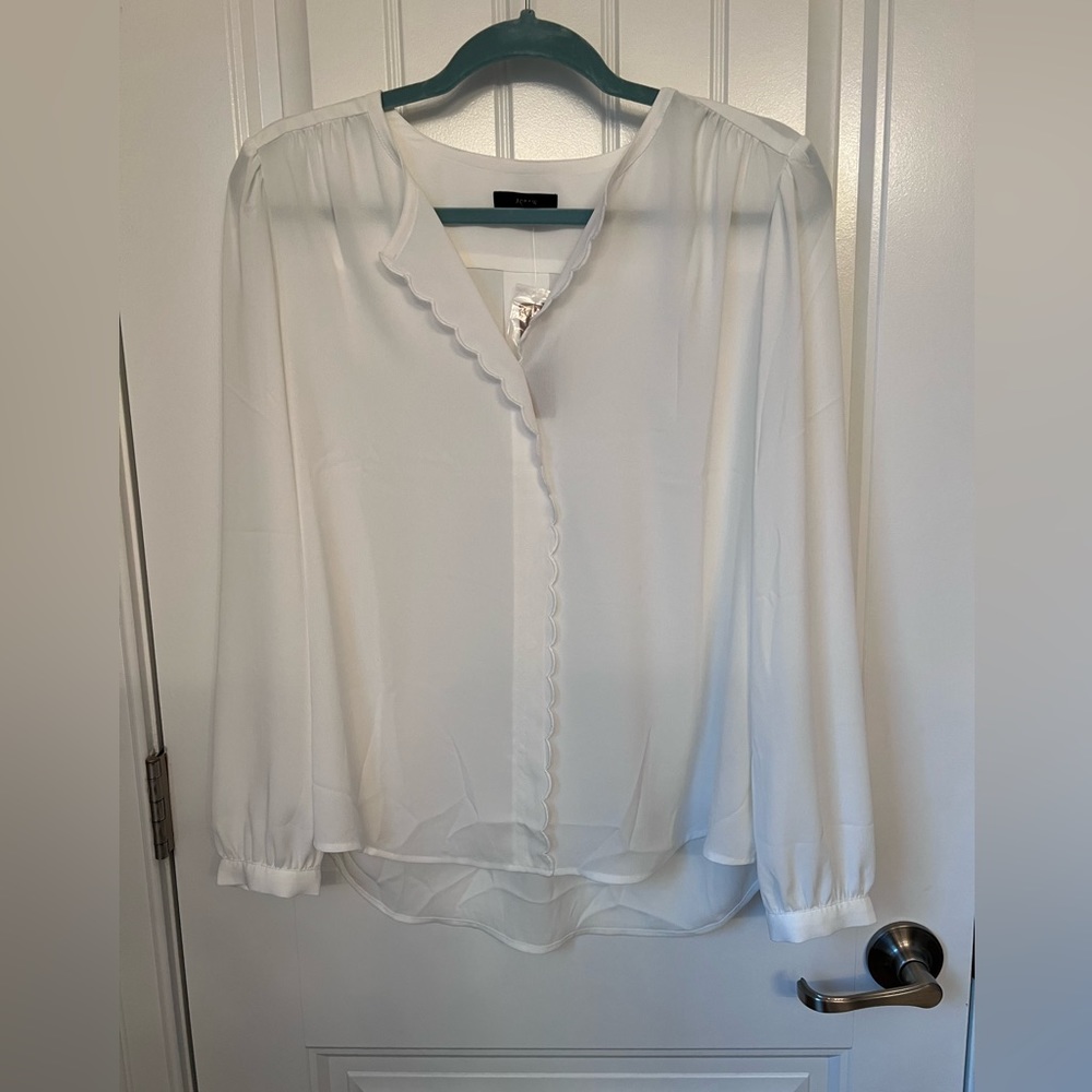 J Crew Scallop Edge Button Blouse